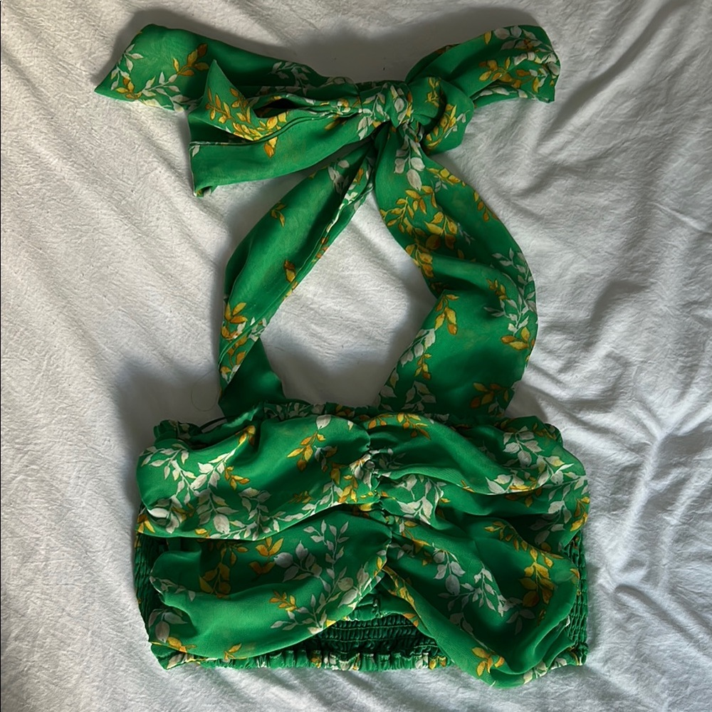 Green Floral Tube Top